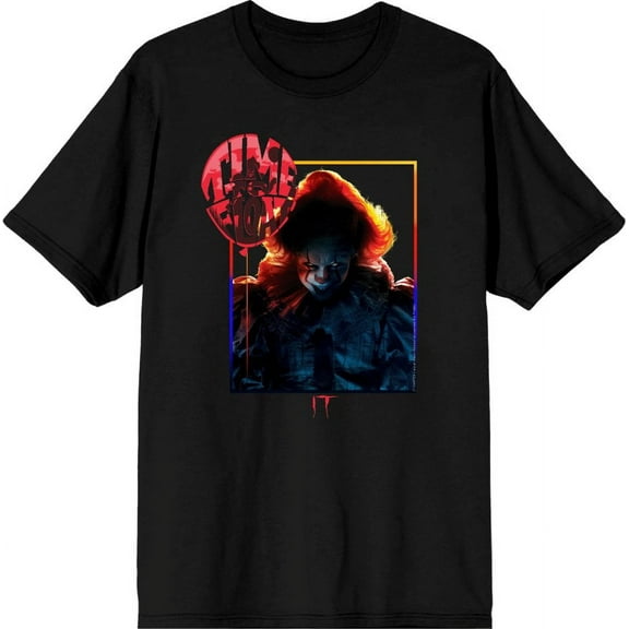 It Chapter 2 Pennywise Time To Float Men's Black Crew Neck Short Sleeve Tee-Large