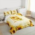 thumbnail image 3 of jejeloiu Girls Personalized Gifts Queen Comforter Set,Gold Letter M Bedding Sets,Natural Flower Sunflower Bedding Comforter Set For Princess,Lightweight Room Decoration Reversible,3-Piece, 3 of 8