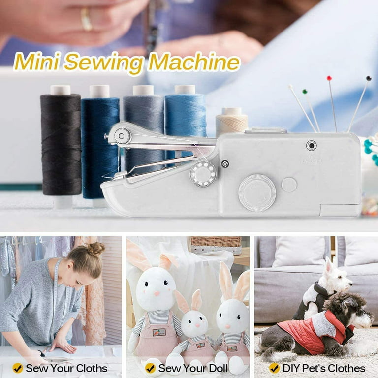 Blizzow Handheld Sewing Machine, Mini Portable Sewing Machine, Electric  Household Quick Repairing Tool with Measure Tape for Fabric, Kids Cloth