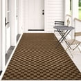thumbnail image 2 of Morefany Runner Rugs Outdoor Indoor Area Rug with Rubber Backing Non Slip Carpet Custom Size Mat for Hallway Entryway Kitchen Garage Laundry checkered Brown 2' x 25', 2 of 7
