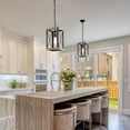 thumbnail image 5 of LNC 1-Light Farmhouse Matte Black and Wood X Square Shape Pendant For Kitchen Island, 5 of 11