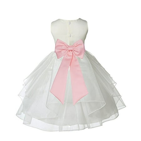 

Ekidsbridal Formal Ivory Shimmering Organza Flower Girl Dresses Wedding Pageant Special Occasions Dresses Junior Toddler Holy Baptism Communion Reception Recital Birthday Girl Party 4613T