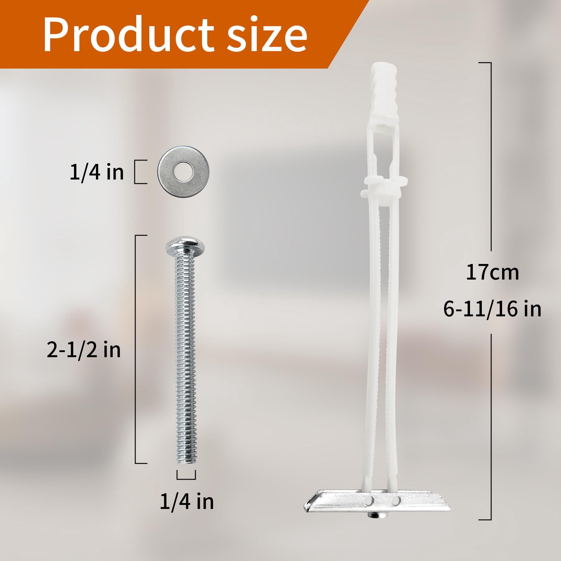 Drywall Anchor with Included Bolts and Washers for 1/4”-20,Toggle Bolt,Heavy Duty Hollow Drywall Anchors for TV Mounting Kit, Hollow-Wall Anchors Screws Kit that Hold 270 Lbs-12PCS