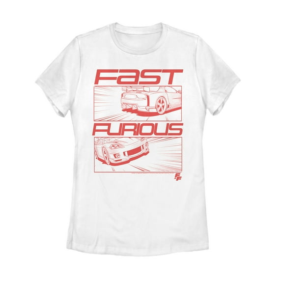 Women's Fast & Furious Comic Strip Speed  Graphic Tee White 2X Large