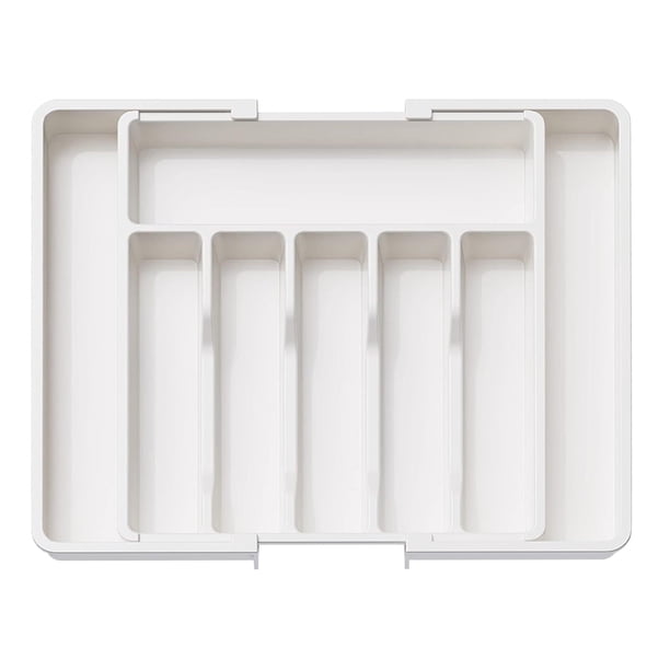 Organizador Cajones para Cubiertos Con Divisores Bandeja Expandible para Utensilios (blanco)