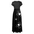 thumbnail image 5 of TIMIFIS Robe Maxi d'Halloween pour Femme à Manches Courtes, Cosplay d'Halloween, Robe de Fête Évasée en Ligne A, Vintage, d'Halloween, d'Horreur, Imprimée de Citrouilles, Robe de Bal de Fête Automne/hiver, 5 of 5