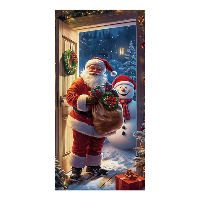 Christmas Door Decorations Christmas Door Sticker Decoration Hanging Cloth Holiday Party Decoration Background Cloth Room Door with Tapestry Cloth Decorations for Room