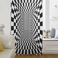 thumbnail image 5 of Black White Plaid Sheer Curtains 72 Inches Long, Modern Abstract Checkered Striped Light Filering Curtains, Breathable Simi Curtain Privacy Drapes for Living Room Bedroom Lightweight Window Treatment, 5 of 9