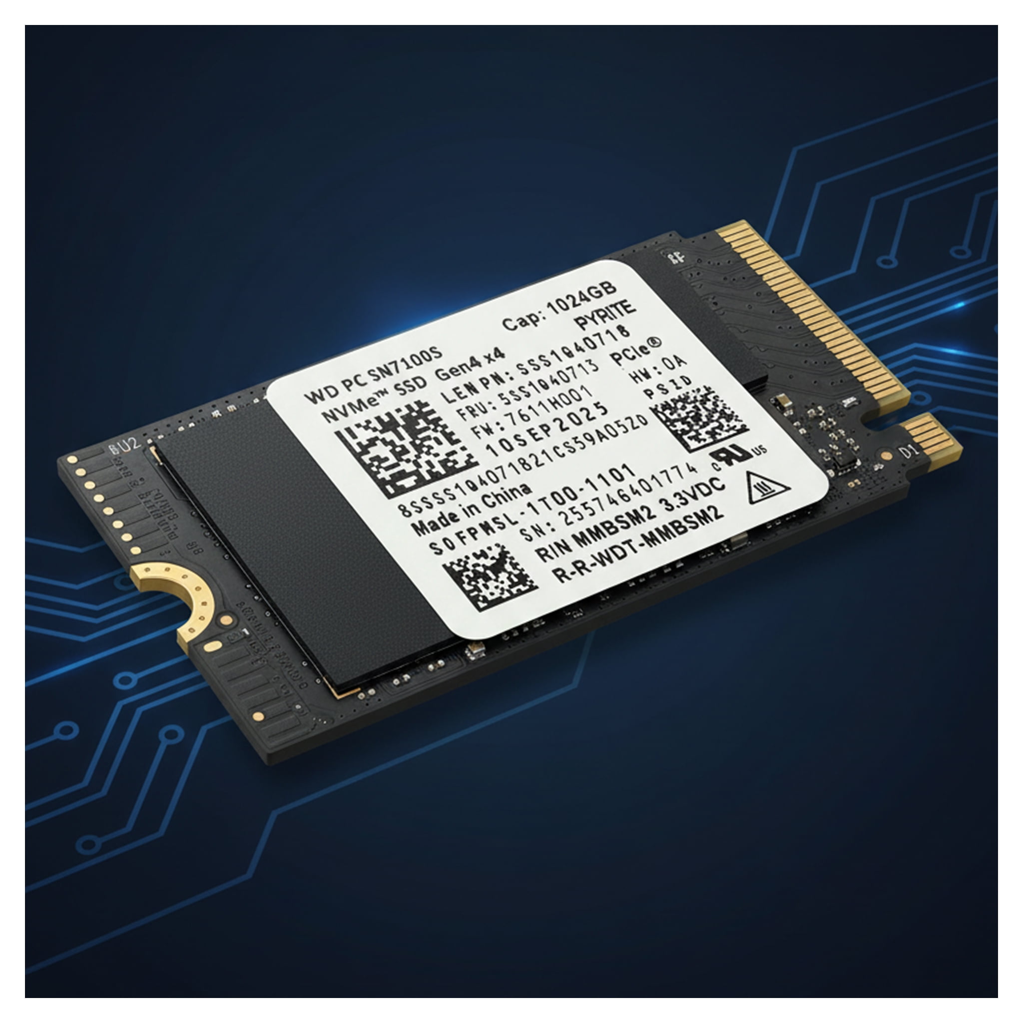 Western Digital PC SN7100S NVMe SSD 1024GB 2242 Gen 4x4 SDFPMSL