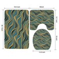 thumbnail image 3 of Teal Marble Gold Wave Pattern Bathroom Rugs Sets 3 Piece,Toilet Cover Set,Absorbent Non Slip Bathroom Mats Sets with U-Shaped Contour Rug Toilet Rug Set, 3 of 5