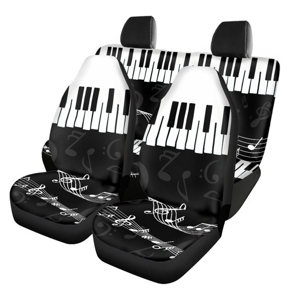 Uourmeti Car Seat Cover Full Set Easy to Install Anti-Slip Seat Covers for Cars Polyester Removable Non Slip, Fit for SUV Truck Trucks, Black Music Notes