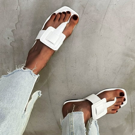 

Slippers Women s Fashion Summer Solid Color Flip Flops Flip Flops Square Buckle Slippers