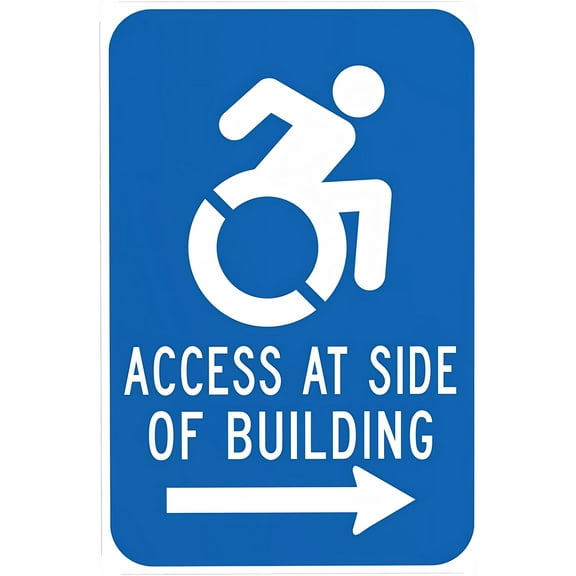 New York Handicap Parking Access At Side Right Arrow Sign - 8"x12", Metal Security Decor for Home, Business