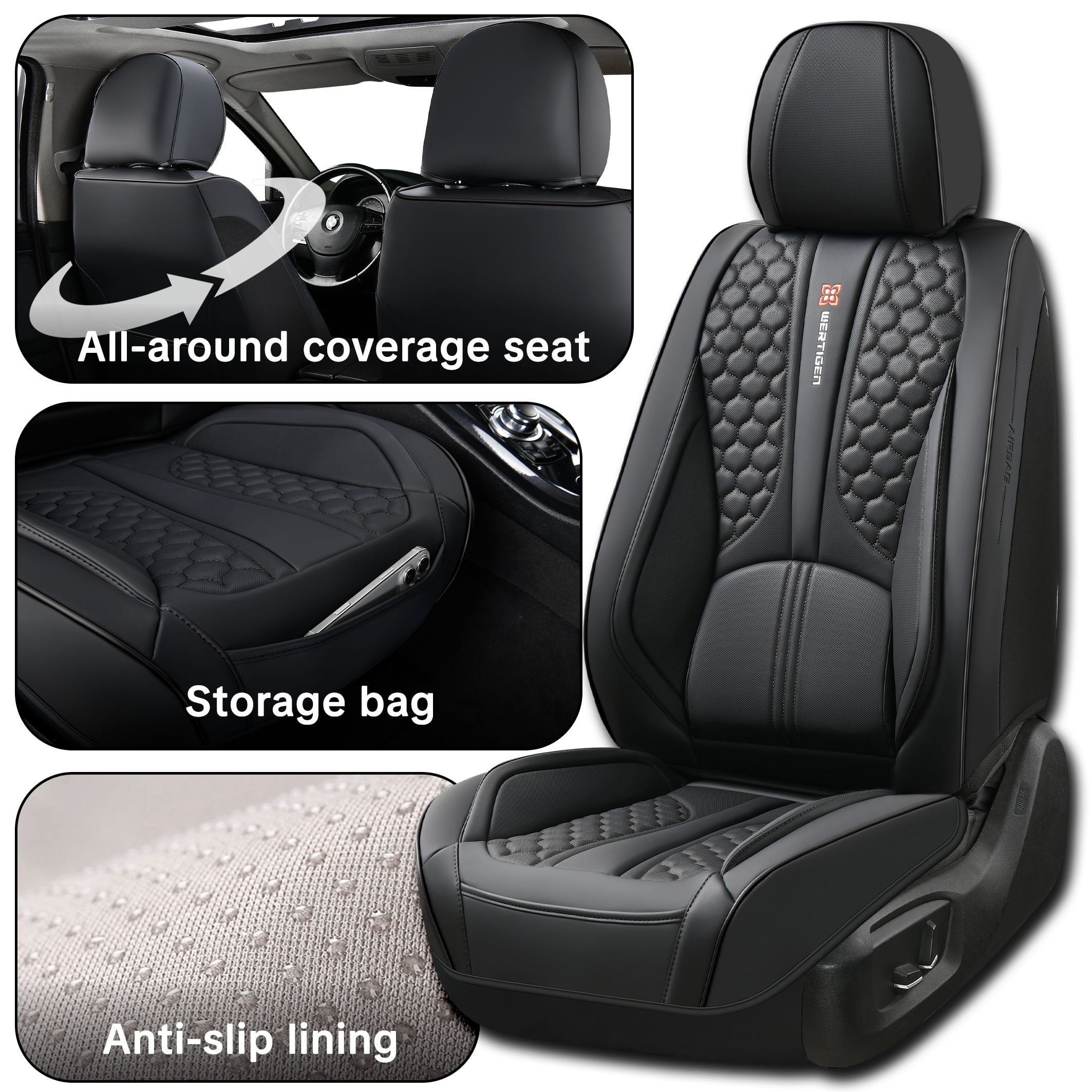 For Hyundai Tucson 2005-2026 Car Seat Covers, Black Car Seat Covers, Faux Leather, 5 Seats Full Set, Waterproof, Anti-Slip, Protect and Upgrade Seats, Beautify the Interior of Old Cars