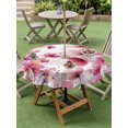 thumbnail image 4 of Outdoor Tablecloth with Umbrella Hole for Patio/Picnic/Party/Camping, Pink Flowers Waterproof Table Cloth Round Cover Washable, Spring Botanical Budding Floral Branches (Dia 54"), 4 of 8