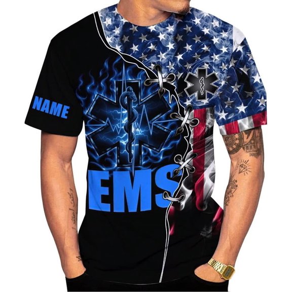 Personalized Emergency Medical Technician, Custom Name Tshirt 3D EMT Shirts Paramedic Unisex Tshirts 3D All Over Printed Sportwear, T Shirt for Men Women Adult Full Size S-5XL TS41 Multicolor (S)