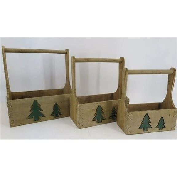 Tool Box Shape with Green Christmas Trees Crates, Set of 3