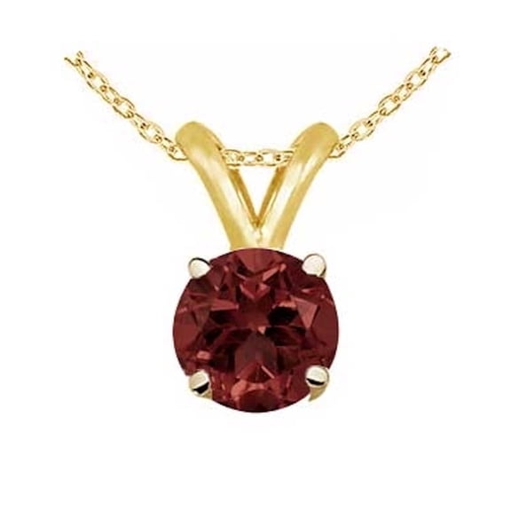 AONE Jewelry Women’s 1.10 Carat Round Garnet Pendant Necklace in 14K Yellow Gold with Gold Plated Silver 18 Inch Rope Chain