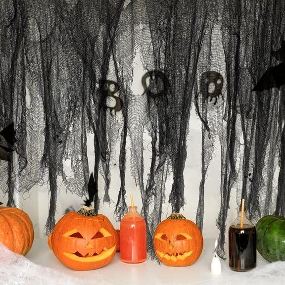 Ebaokuup 200" x 59" Halloween Black Creepy Cloth, Large Gauze Decoration
