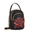 thumbnail image 7 of FORMRS Crossbody Bag for Women Quilted Travel Shoulder Cell Phone Purse with Chain Strap Handbag, Red Rose Pattern, 7 of 7