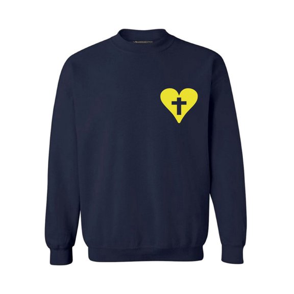 Awkward Styles Yellow Heart Unisex Crewnecks Christian Crewneck for Her Cross Clothes Collection Jesus Cross Crewneck for Women Jesus Sweater for Men Christian Gifts Cross Outfit for Men and Women
