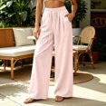 thumbnail image 4 of JSROAC Vertical Stripe Pants for Womens Elastic Waist Wide Leg Lounge Pants Loose Casual Straight Trousers Casual Lightweight Daily Bottoms, 4 of 9