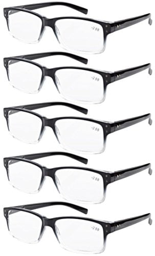 5-Pack Spring Hinges Vintage Reading Glasses Men Readers Black-Clear Frame  +1.0 - Walmart.com