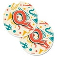 thumbnail image 1 of Carolines Treasures CJ2001-QCARC Lettre Q Rétro Sarcelle Orange Instruments de Musique Ensemble Initial de 2 Tasses Porte-Voitures Coaster, 1 of 1
