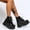 Black, variant on BLTIBY 2025 Low Boots for Women Round Toe Lace Up Boot Chunky Thick Heel Dress Fashion Boots Glossy Flat Shoes Black 38