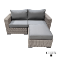 thumbnail image 2 of CIEUX Riviera Outdoor Patio Wicker Small Sectional Sofa in Grey with Sunbrella Canvas Charcoal Cushions, 2 of 11