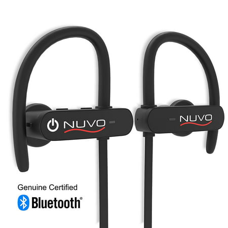 Wireless Headphones, Best Bluetooth Earphones, NUVO New Tech Sport Earbuds for Running with Mic IPX7 Sweatproof HD Stereo for Gym, Workout w/ Secure Comfort Fit Accurate Base Noise Cancelling