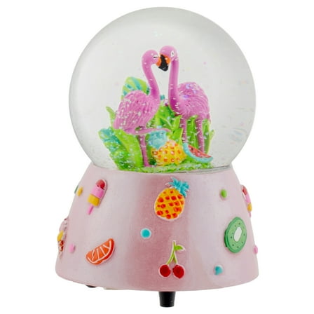 Elanze Designs Musical 80MM Water Globe (Pink Summer Flamingo)
