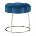 thumbnail image 3 of Linon Tabouret de Coiffeuse Rembourré en Forme de Fleur avec Base Argentée en Velours Bleu Marine, 3 of 16
