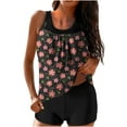 thumbnail image 1 of DPTALR Maillot de Bain Deux Pièces pour Femmes Grande Taille avec Nœud Imprimé et Short, 1 of 5