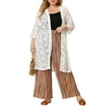 thumbnail image 2 of Agnes Orinda Women's Plus Size Palazzo Pants Stripe Boho Wide Leg Paper Bag Pant Beach Casual Summer Trousers 2X Brown, 2 of 7