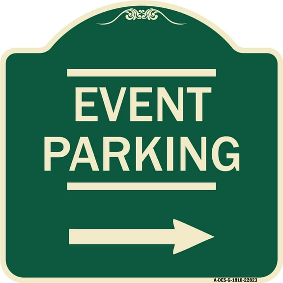 SignMission Designer Series Sign - Thanks for Coming Turn Right for Exit Event Parking with Right Arrow | Green & Tan 18" X 18" Heavy-Gauge Aluminum Architectural Sign | Made in the USA
