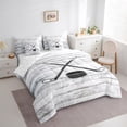 thumbnail image 3 of Homewish Cartoon Ice Hockey Bedding Comforter Set 7 Pieces, Est Sleep Sports Full Bedding Set, Grey Wooden Plank Reversible Fitted Sheet Flat Sheet, Super Cozy Room Decor, 3 of 7