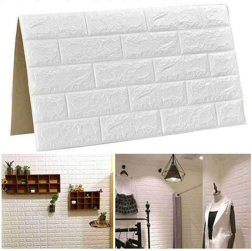 1-10PCS 3D Self-Adhesive Wallpaper Faux Foam Real Bricks Effect Wall Panels for TV Walls/Sofa ...