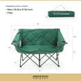 thumbnail image 6 of ARROWHEAD OUTDOOR Portable Folding Double Duo Camping Chair Loveseat w/ 2 Cup & Wine Glass Holder, Heavy-Duty Carrying Bag, Padded Seats & Armrests, Supports up to 500lbs, USA-Based Support (Green), 6 of 8