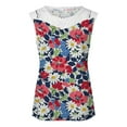 thumbnail image 4 of Camiseta sin mangas de encaje con estampado de mujer Camiseta sin mangas de empalme de cuello redondo Camiseta ligera y cómoda delgada OAVQHLG3B Store  lin121212, 4 of 5