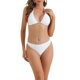 thumbnail image 1 of Conjuntos de Bikini Ribeteados para Mujeres, 2 Piezas con Tirantes Anchos y Parte Inferior de Triángulo con Cierre en la Espalda, Trajes de Baño Pequeños Blancos, 1 of 5