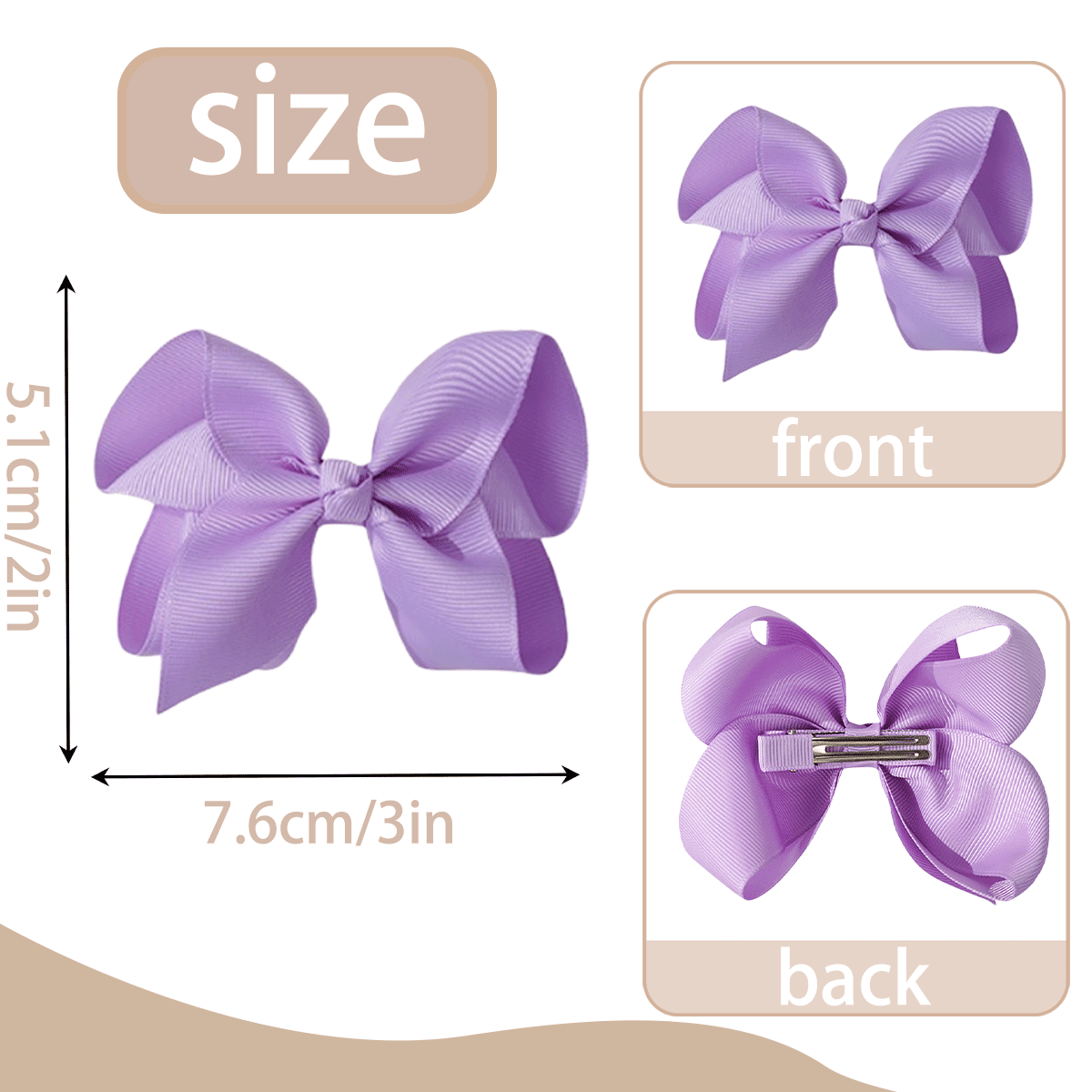 JoyBowie 24pcs Hair Bows Set, 12pcs 3In & 12pcs 4.5In Grosgrain Ribbon Alligator Clips for Girls