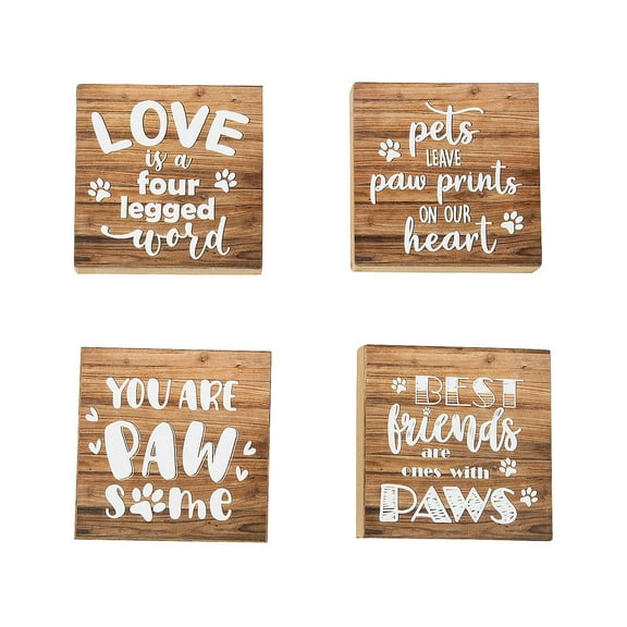 Pet Lover Tabletop Blocks, Home Decor, Party Supplies, 4 Pieces