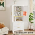 thumbnail image 4 of 61” Metal Storage Cabinet with 2 Doors, 3 Adjustable Shelf and 2 Drawers, Pantry Cabinet, Armoire Wardrobe Closet for Home Office, Bedroom, Living Room (White), 13.78" D x 27.56" W x 61.02 "H, 4 of 8