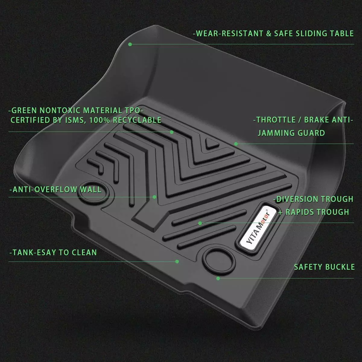 RVNI All Weather TPE Rubber Front and Rear 3-Piece for 2013-2018 Toyota RAV4 Floor Mats Set