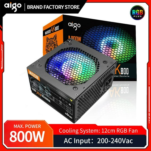AK PC PSU Power Supply 800W Competitive Game Gamer RGB 120mm Fan 220V ATX Desktop Computer Power Supply For BTC Pc gamer 800W EU Plug
