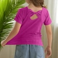 thumbnail image 6 of WhouRiu Little Girls Tshirts Back Bow Short Sleeve Tee Clothes Kids Loose Breathable Comfy Tops Purple,Sizes 5-6, 6 of 6