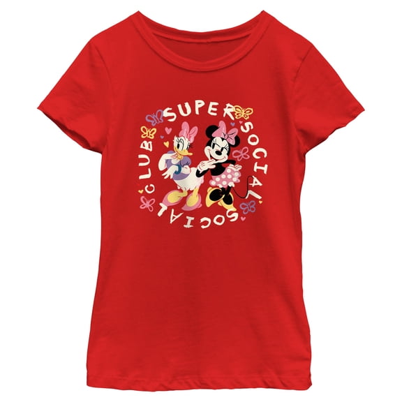 Girls Mickey & Friends Minnie and Daisy Super Social Club T Shirt