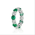 thumbnail image 2 of HeartsAndYou Round Alternate Natural Emerald Moissanite Eternity Band 14k SOLID White Gold, 2 of 9