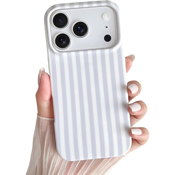 for iPhone 17 Pro Case Cute Striped Phone Case Soft TPU Slim Shockproof Phone Cover for Women Girls, Blue and White